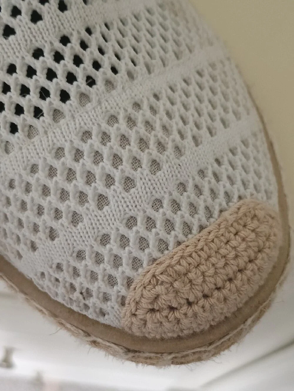 Women’s White Crochet Espadrille Heart Design Slip-On Shoes Flats